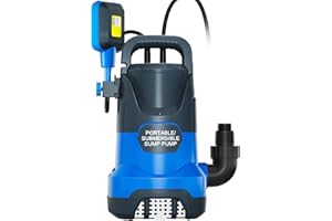 PANRANO Automatic Sump Pump Submersible 1 HP Clean/Dirty Water Pump, 4500 GPH Portable Utility Pump with Float for Pool Draining Garden Basement Pond Yard