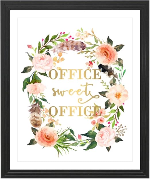 Amazon Com Eleville 8x10 Office Sweet Office Real Gold Foil And Floral Watercolor Art Print Unframed Office Quote Wall Art Home Decor Motivational Inspirational Poster Holiday Gifts Wg115 Posters Prints