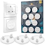MAISUZA Pack of 10 UK Plug Socket Covers 3 Pin White Baby Safety view 7