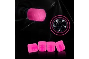 Miytsya 4 PCS Luminous Wheels Cap Tire Valve Stem, Glow Luminous at Night, Air Caps Cover Fluorescent, Illuminated Auto Car Wheel Valve Stem Caps Cover for Car, SUV, Motorcycle, Truck, Vehicle (Pink)