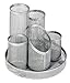 RamBue, Mesh Pencil Pot organizer 5 Compartments (Silver )