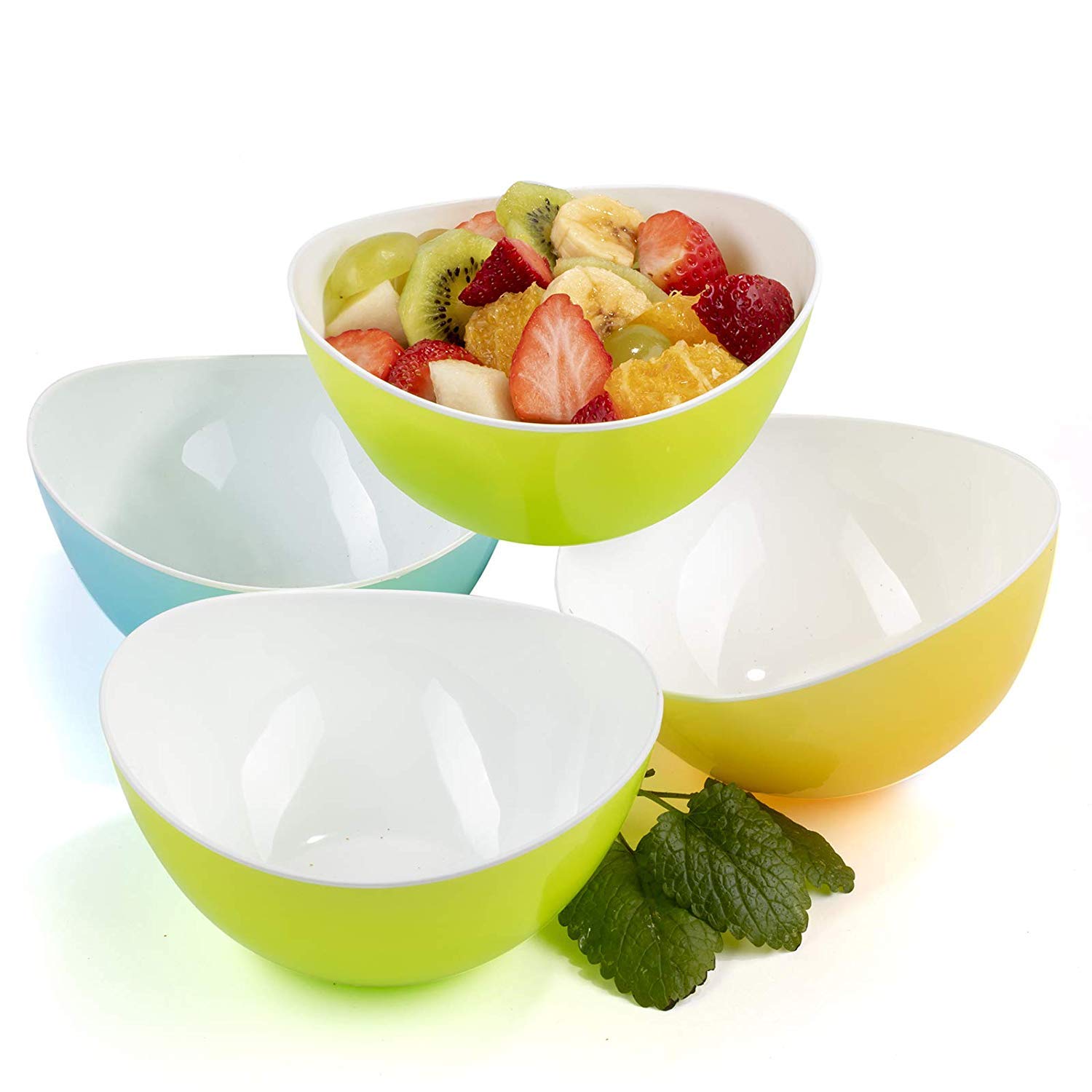 Maxi Nature Cereal Bowl Set of 4 - Microwave, Dishwasher & Freezer Safe - Unbreakable, Lightweight, Durable Plastic Bowls - Use for Salad, Soup, Pasta & More - Standard Size