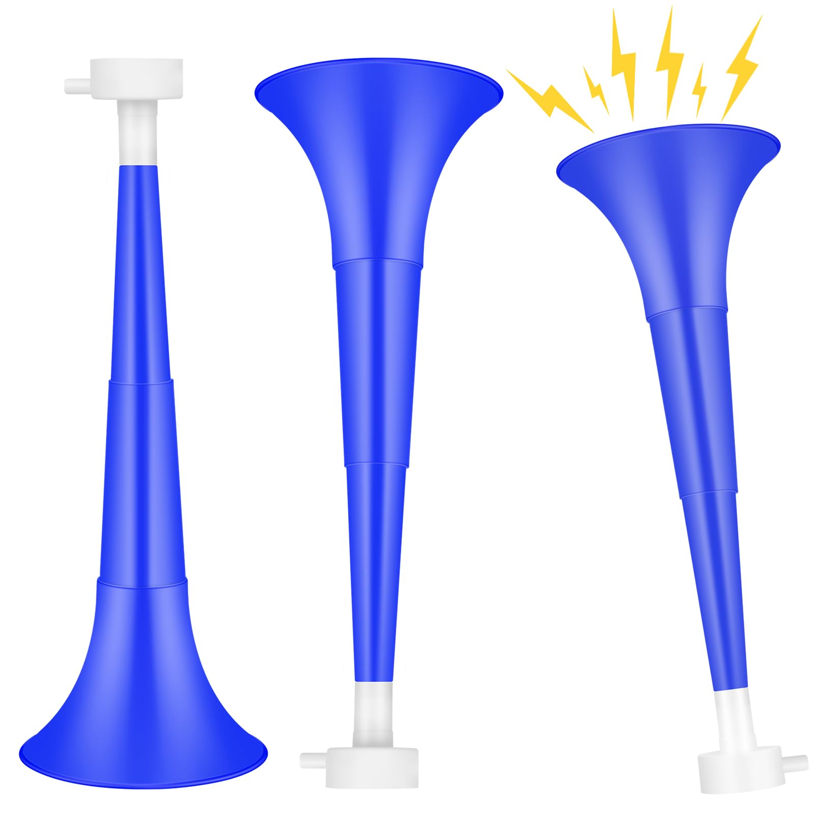 Photo 1 of Denylo pro 2 Pcs Collapsible Stadium Horn NoiseMaker 10.2 Inch Vuvuzela Plastic Trumpet Horn Blue Soccer Horn Blow Horn Noisemakers for Sporting Events Graduation Games School Sports Party Supplies