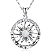 Zhi Kexin Compass Birthstone Necklace for Women 925 Sterling Silver Graduation Gifts Class of 2026 Senior High School College I'd be Lost without You Inspirational Graduates Jewelry for Friends Her