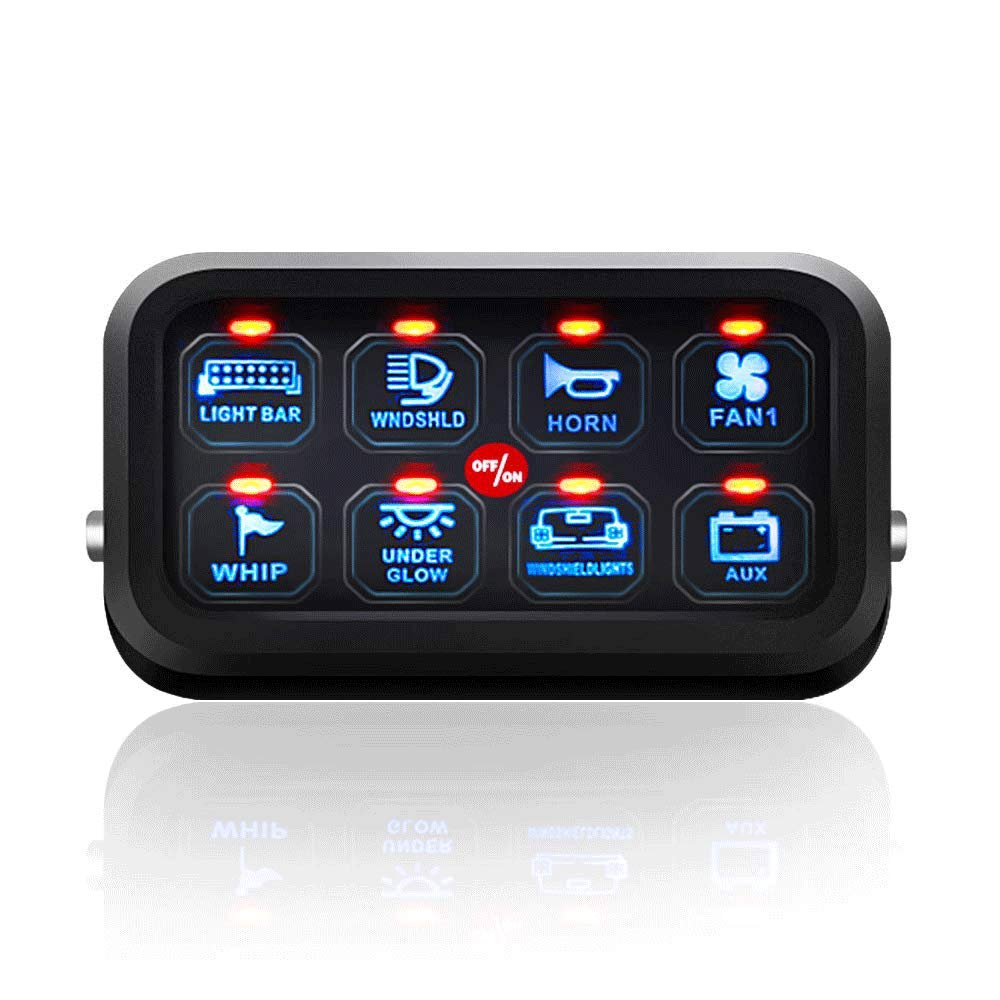IRONWALLS 8 Gang LED Onoff Car Control Switch Panel with Wiring