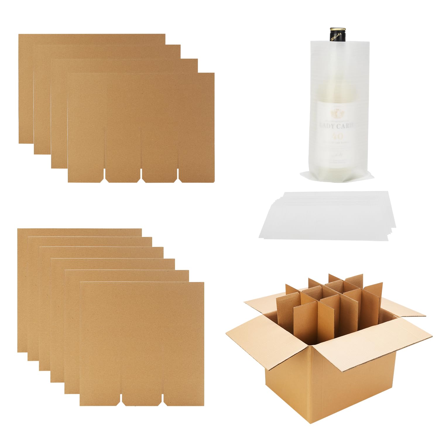 Photo 1 of 2 Sets Glass Divider Kits for Moving Boxes,Glassware Dish Packing Boxes with 24 Foam Pouches for Glasses Wine Glass Packing Boxes for Moving Fits in 16x12x12 Inch Box (Box Not Included)