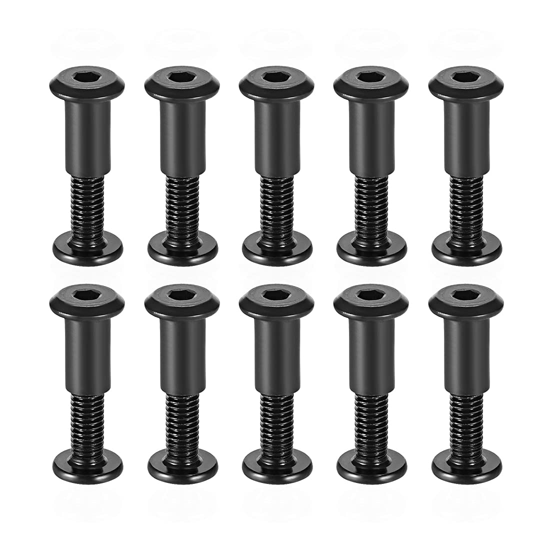 sourcing map Screw Post Fit for 5/16"(8mm) Hole Dia, Male M6x25mm Binding Bolts Leather Fastener Carbon Steel Black 10 Sets
