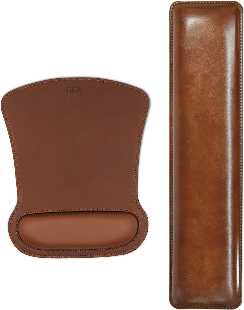 Cacoy PU Leather Mouse Pad with Wrist Support and Keyboard