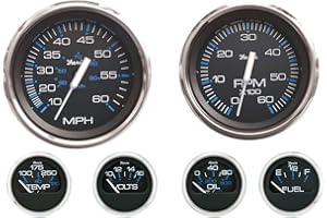 Faria KTF003 Chesapeake Black Inboard 6-Gauge Set