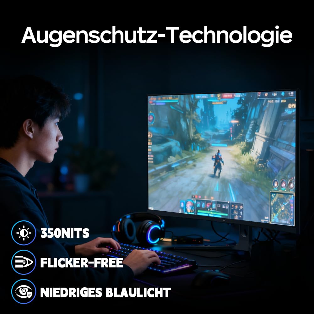 KTC Gaming Monitor 32 Zoll Curved | FHD 240Hz | 1ms MPRT | VA Panel 1500R | HDR10 | 5000:1 Kontrast | AMD FreeSync, Flicker-Free | sRGB 128% Wide Color Gamut | HDMI 2.0/DP 1.4 | VESA-Mount | H32C5 8