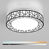 Lightania 12 Inch Flush Mount Ceiling Light, Modern Black LED Ceiling Light Fixture, 20W 1400LM 2700-6500K Adjustable, Dimmab