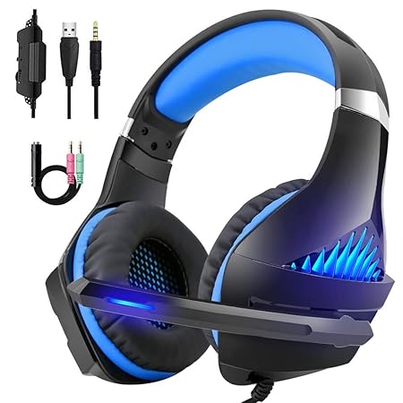 DeepDream Gaming Headset für PS4 PC Xbox One,Professional Headset mit Mikrofon Stereo Sound Noise Isolation und Lautstärkereg
