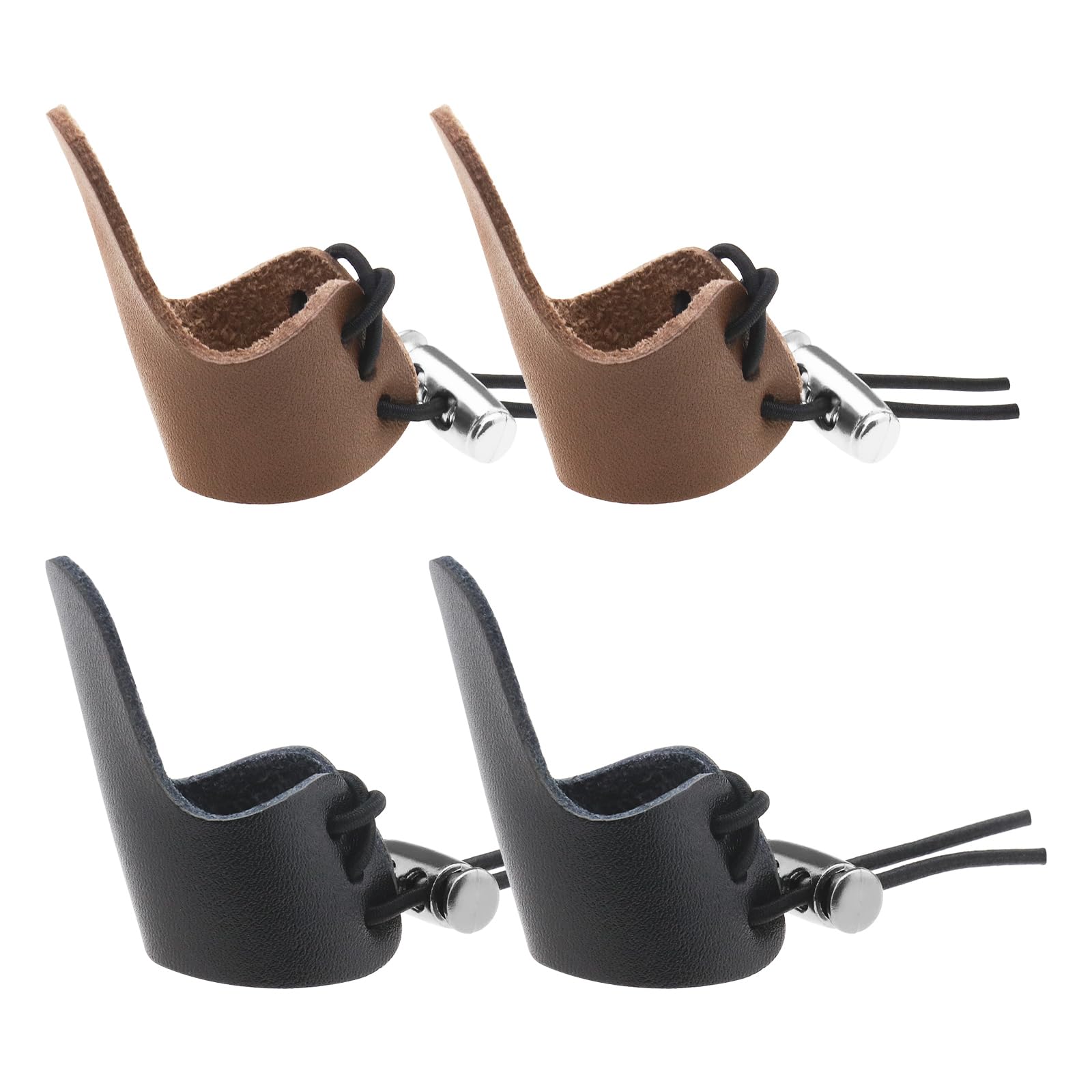 EMSea 4Pcs Finger Protection Pad Finger Gloves Archery Finger Tab Leather Thumb Ring Arrow Finger Pad Sport Accessories 4.9x2.3cm