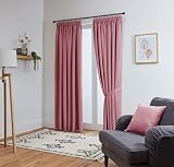 John Aird Blackout Curtains Pencil Pleat with Tie Backs Pink 66x54 in 2 Panels view 2