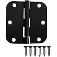 Ilyapa 6 Pack Black Door Hinges for Doors, 3.5 x 3.5 Inch Interior Door Hinges, Matte Black Hinges for Doors 3 1/2 Inches, with 5/8 Inch Radius Corners