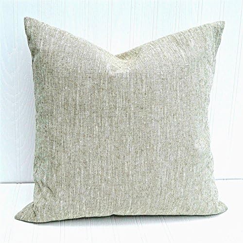 Farmhouse Pillow Cover 18 x 18 Rustic Natural Linen (Solid Natural)