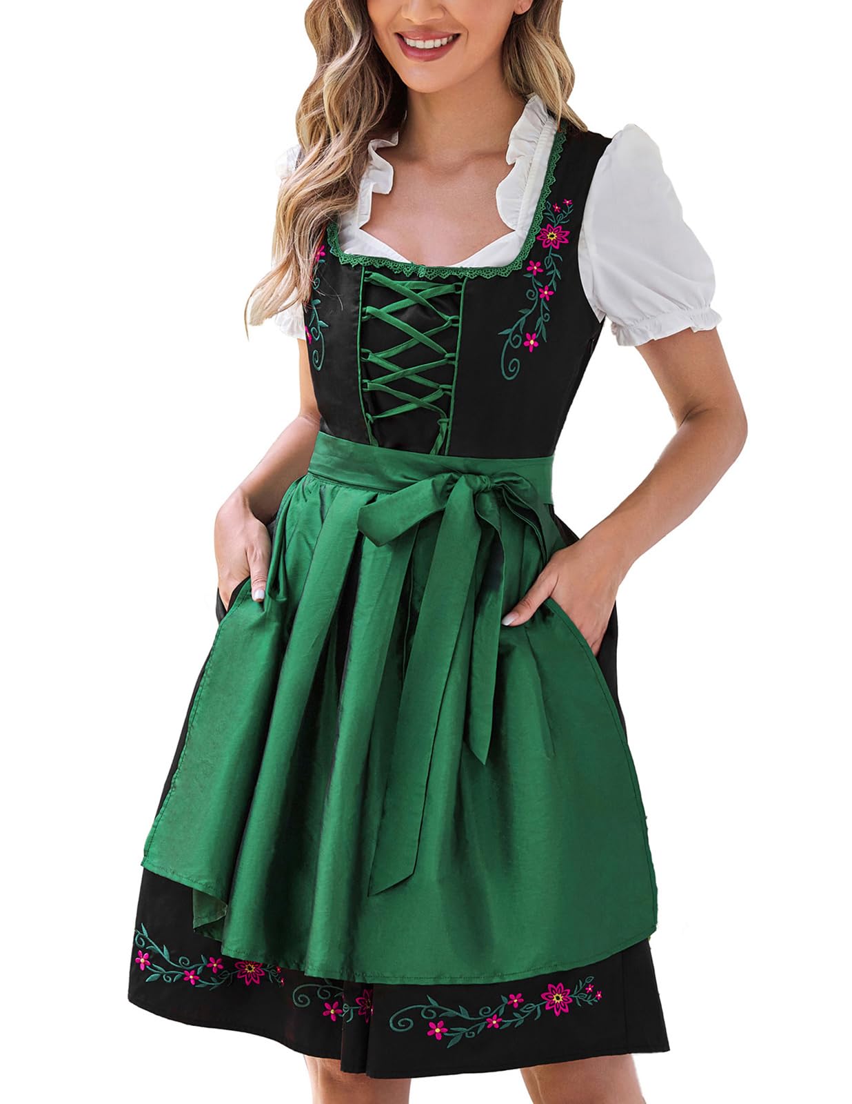 Photo 1 of Scarlet Darkness Oktoberfest Costume Women Authentic German Dirndl Dress Traditional Green S