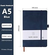 Lefute A5 Notebook PU Leather Journal 200 Pages 80gsm Blue Office School view 2