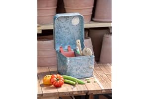 Gardener's Supply Company Galvanized Seed Saver Kit | 8" L x 6-1/2" W x 6-3/4" H Steel Box Keeps Seeds Organized | Includes Paper Envelopes and Dividers