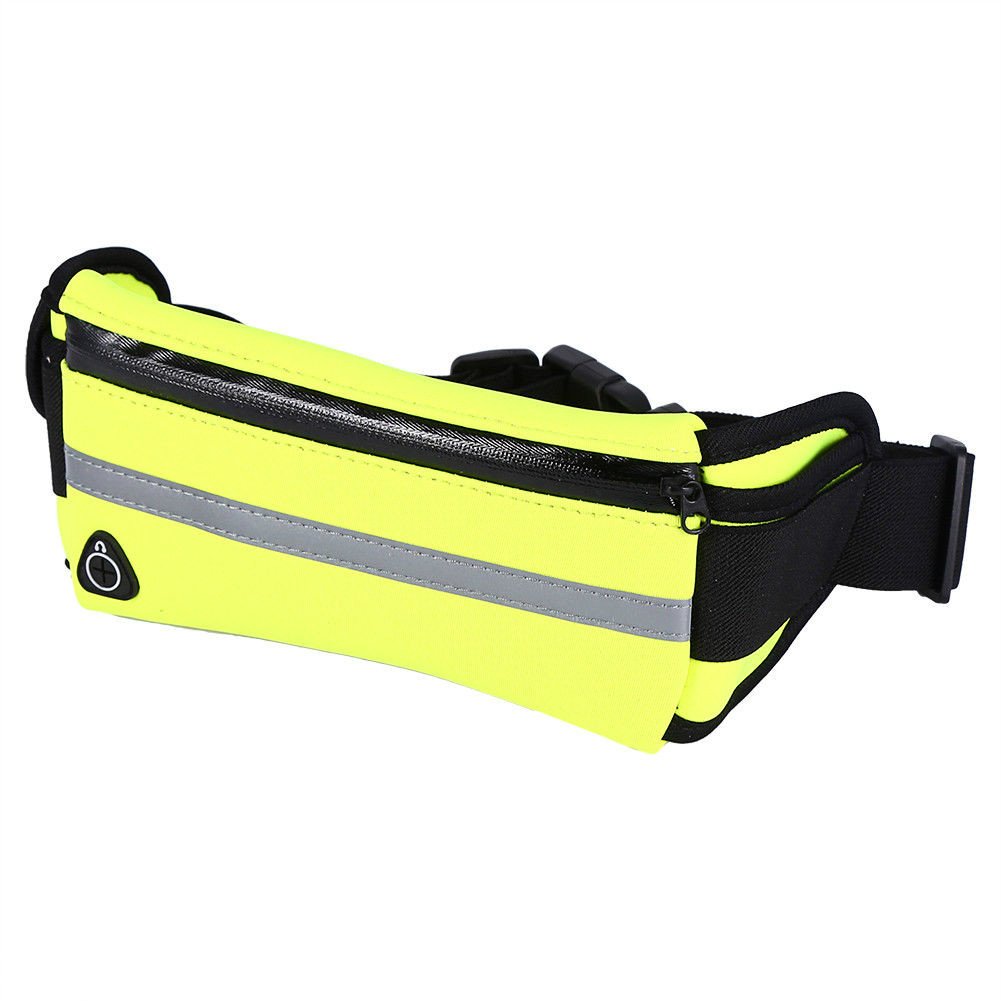 Enshey Running Belt, Adjustable Unisex Waterproof Running Waist Pack Fitness Workout Carry Card, Passport, Money iPhone Sport Pouch, Reflective Waist Belt (Green)