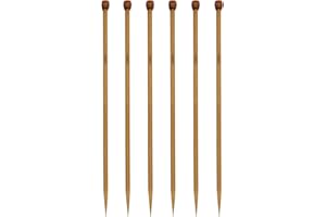 6Pcs 5.5mm Wooden Knitting Needle Straight Single Pointed US Size 9 for DIY Yarn Craft Set,Socks,Sweater, Nice Gift for Women