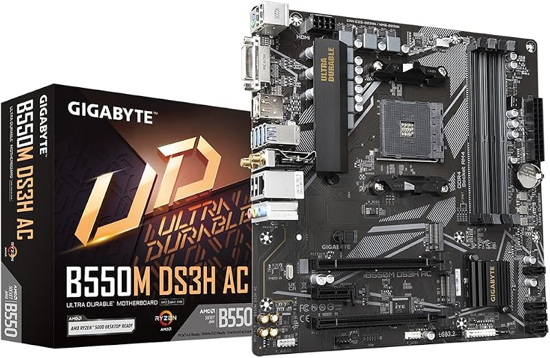 Gigabyte B550M DS3H AC Motherboard AM4 Ryzen 5000 4733MHz DDR4 2x M.2