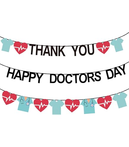 Firefairy Thank You Doctors Banner – Pre-strung Glitter Decor For Doctor's Day & Appreciation Events - View #10