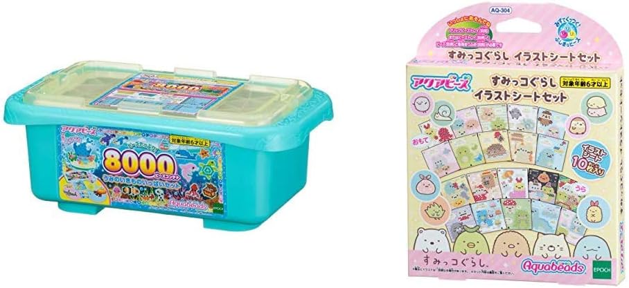 Amazon アクアビーズ 8000ビーズコンテナ うみのいきものいっぱいセット アクアビーズ すみっコぐらし イラストシートセット Aq 304 セット買い おもちゃ おもちゃ