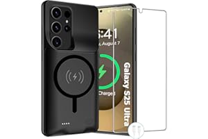 ZUEUS Wireless Charging Case for Galaxy S25 Ultra, Upgraded 12000mAh Rechargeable Portable Charging Case Compatible with Galaxy S25 Ultra (6.9 inch) with Carplay Extended Battery Pack Charger Case (Black)
