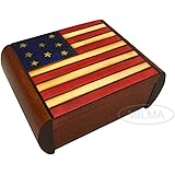 American Flag Secret Box Polish Wood Keepsake, Handmade Jewelry Box