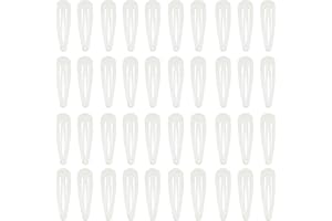 40 Counts White Color Metal Snap Hair Clips 2 Inch Barrettes for Women Accessories