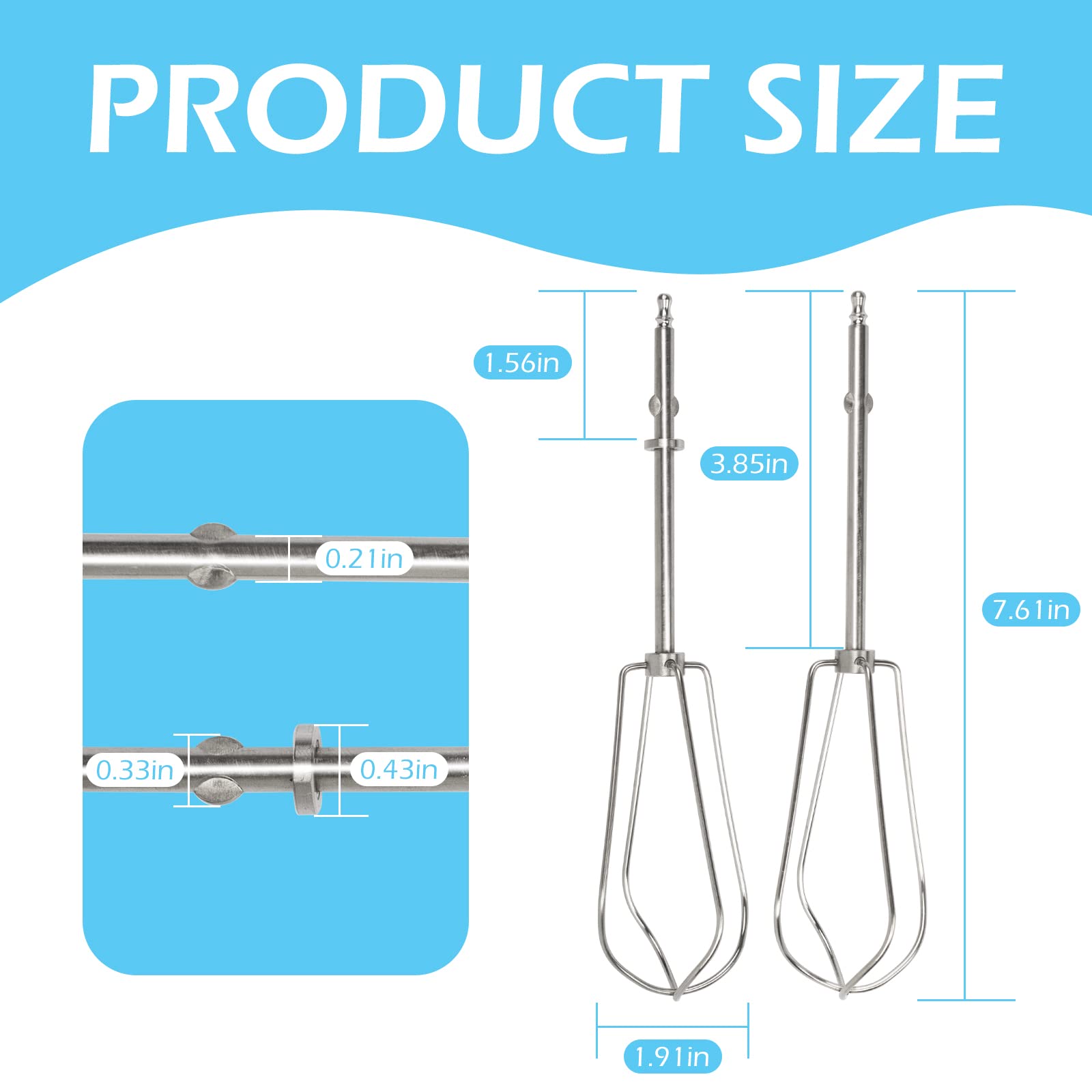 Hand Mixer Beaters Compatible with Cuisinart CHM Mixer, HM-50, HM-70, 9 7 5 3 Mixer Attachments, for Cuisinart Blender Replacement Parts, fit Cuisinart Stainless Steel Hand Mixer Replacement Beaters