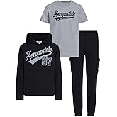 AEROPOSTALE Boys 3 Piece Outfit Set - Fleece Pullover Hoodie, Cargo Sweatpants, T-Shirt, Boys Activewear Set, Sizes 4-12