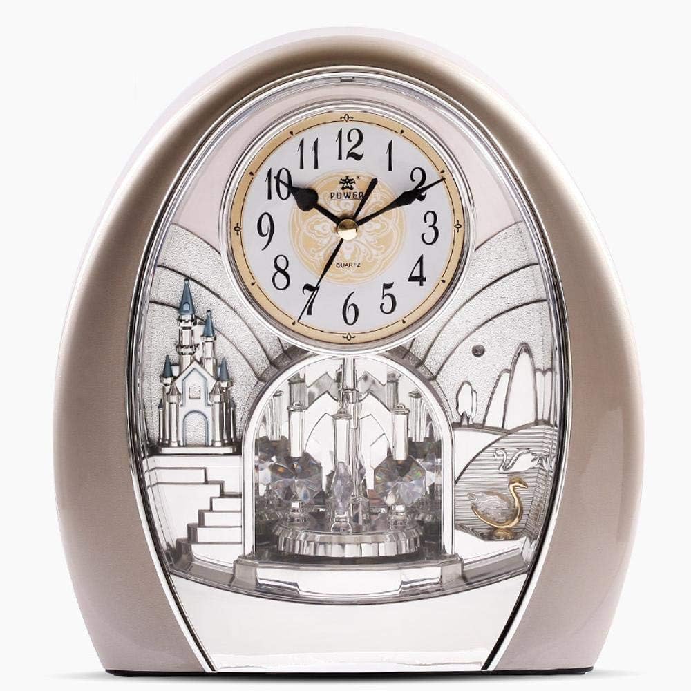 Hongge Mantel Clocks,Music Grandfather Clock Living Room Mute Retro