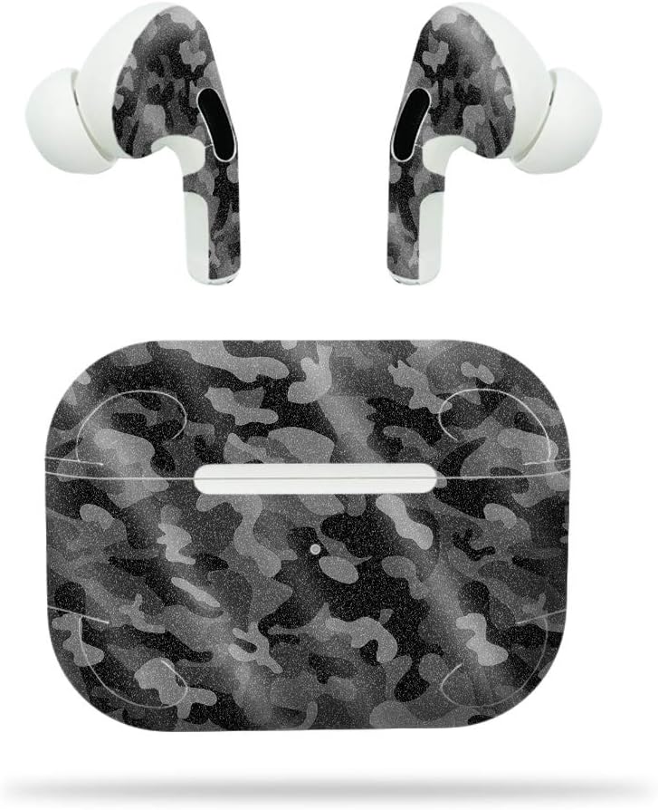 MightySkins Glossy Glitter Skin for Apple AirPods Pro - Black Camo | Protective, Durable High-Gloss Glitter Finish | Easy to Apply, Remove, and Change Styles | Made in The USA (GL-APAIPOPR-Black Camo)