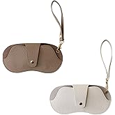 ZHUIGUANGZE Leather Sunglasses Case with Slim Strap Lightweight Soft Eyeglass Holders, Thin Portable Glasses Case Pouch Eyewear Sleeve for Women Men