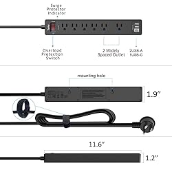 Surge Protector Power Strip (1680J) - Yintar 10Ft