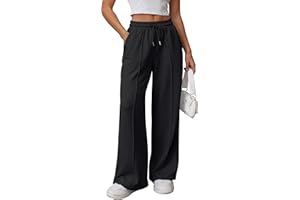 ATHMILE Womens Wide Leg Sweatpants High Waisted Baggy Pants Fashion Teen Girl Drawstring Athletic Joggers
