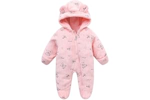 MOKITONI Baby Fleece Jumpsuit for 0-3 Months Infant Bear Snowsuit Newborn Romper Warm Coat