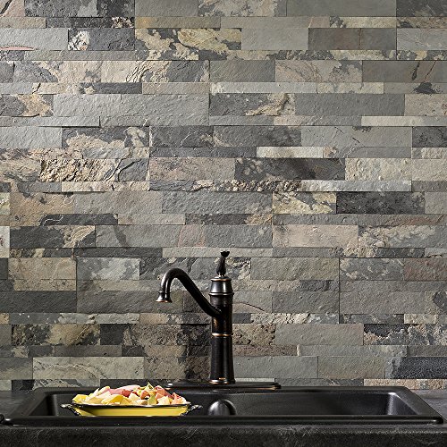 Aspect Peel and Stick Stone Overlay Kitchen Backsplash - Medley Slate (5.9