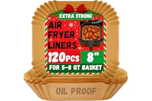 Air Fryer Liners - 120 Pcs - Extra Strong Disposable Parchment Paper Liners - 8" Square for 5-8 qt Airfryer Liners Basket - N