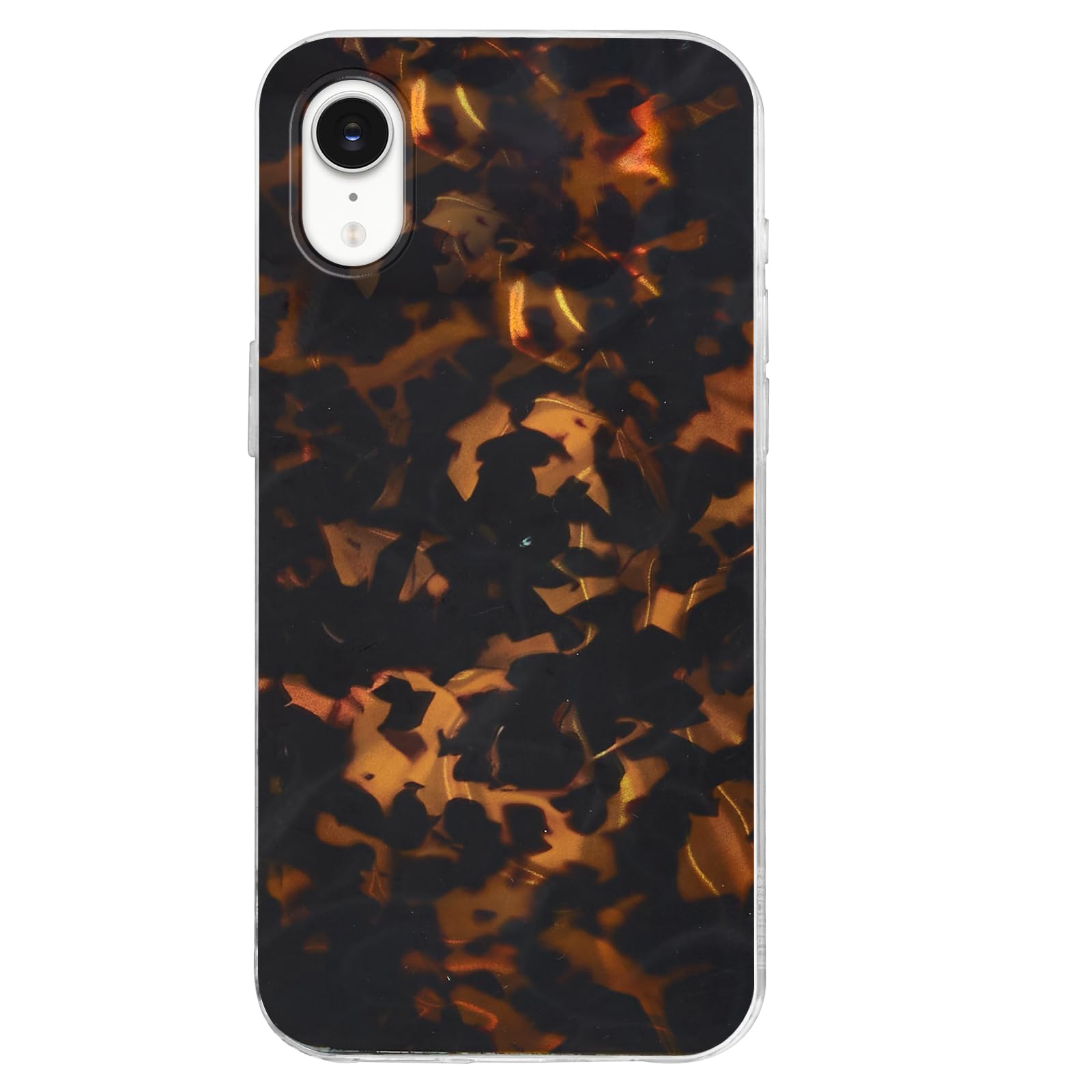 Svanove for iPhone XR Phone Case Tortoise Shell, Cute Girly Turtle Shell Amber Pattern Aesthetic Iridescent Design, Clear Bumper Slim Thin Gloosy Acrylic Hard Shell Plastic Case for Women Girls