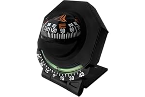 Lyxheth Car Compass, Small Car Compass, Car Dashboard Compasses Ball with Slope Meter, Foldable Adjustable Night Light Navigation Compasses Auto Accessories Universal for Marine Boat Ship
