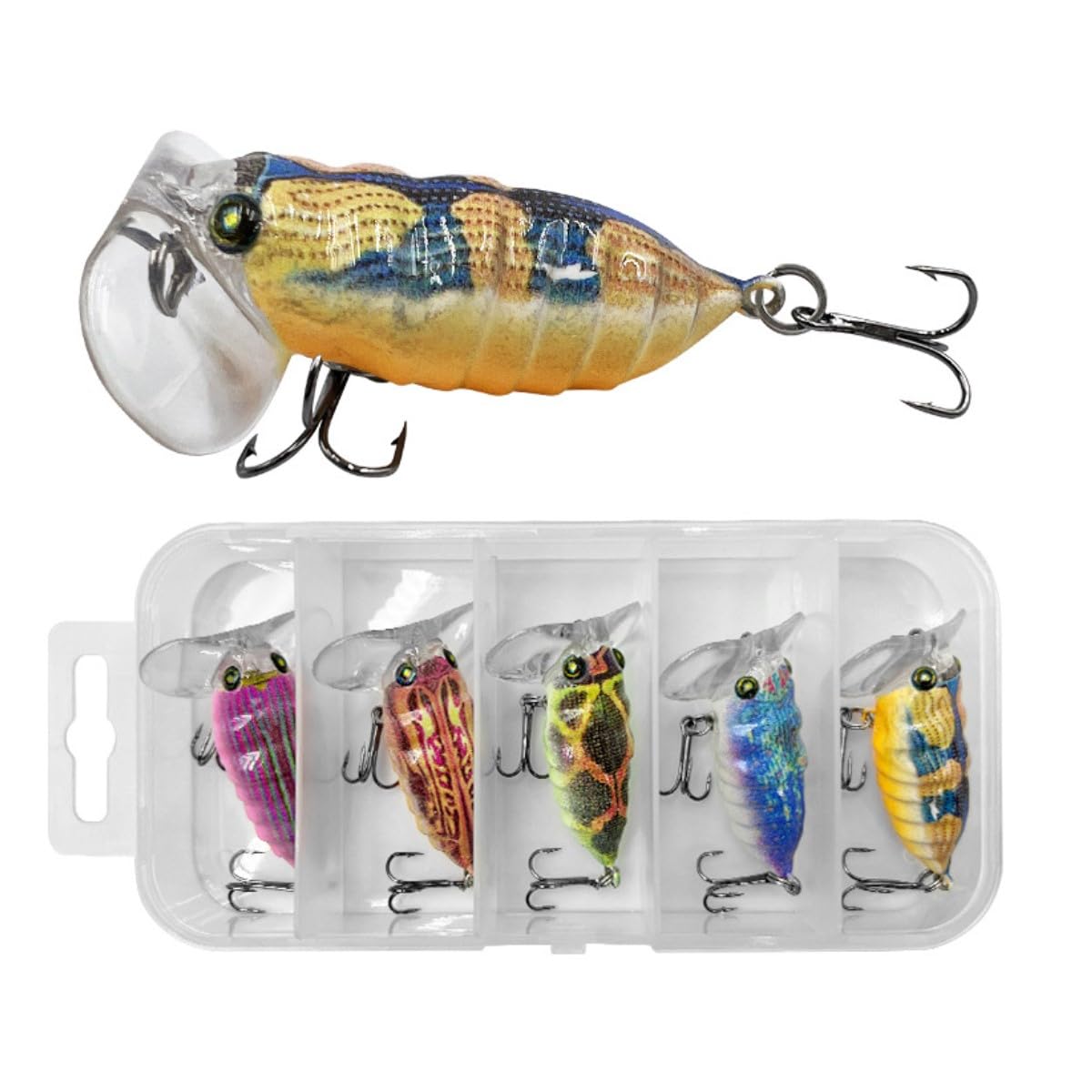 HOUSON 5 PCS Minnow Bait Kit, Fishing Lure Artificial Bionic Rigid Bait Trout Bait Artificial Bait for Saltwater Freshwater Trout Perch