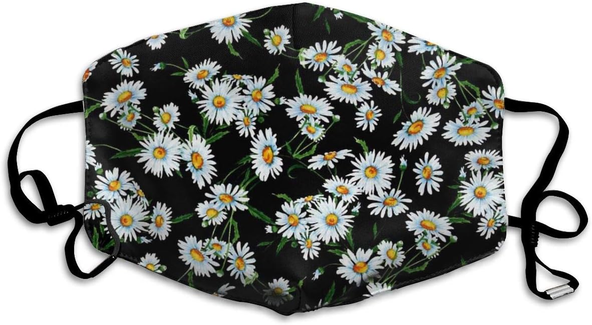 Xingcnn Facial Decoration Beauty Daisy Printed Decoration Washable and Reusable Safety Respirator with Adjustable Ear Loops for Man and Women