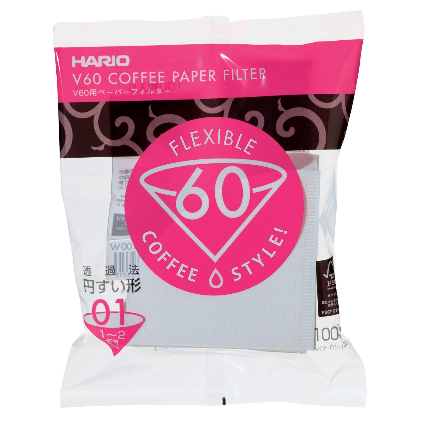 Hario V60 Paper Coffee Filters, Size 01, White, Tabbed Buy Online in