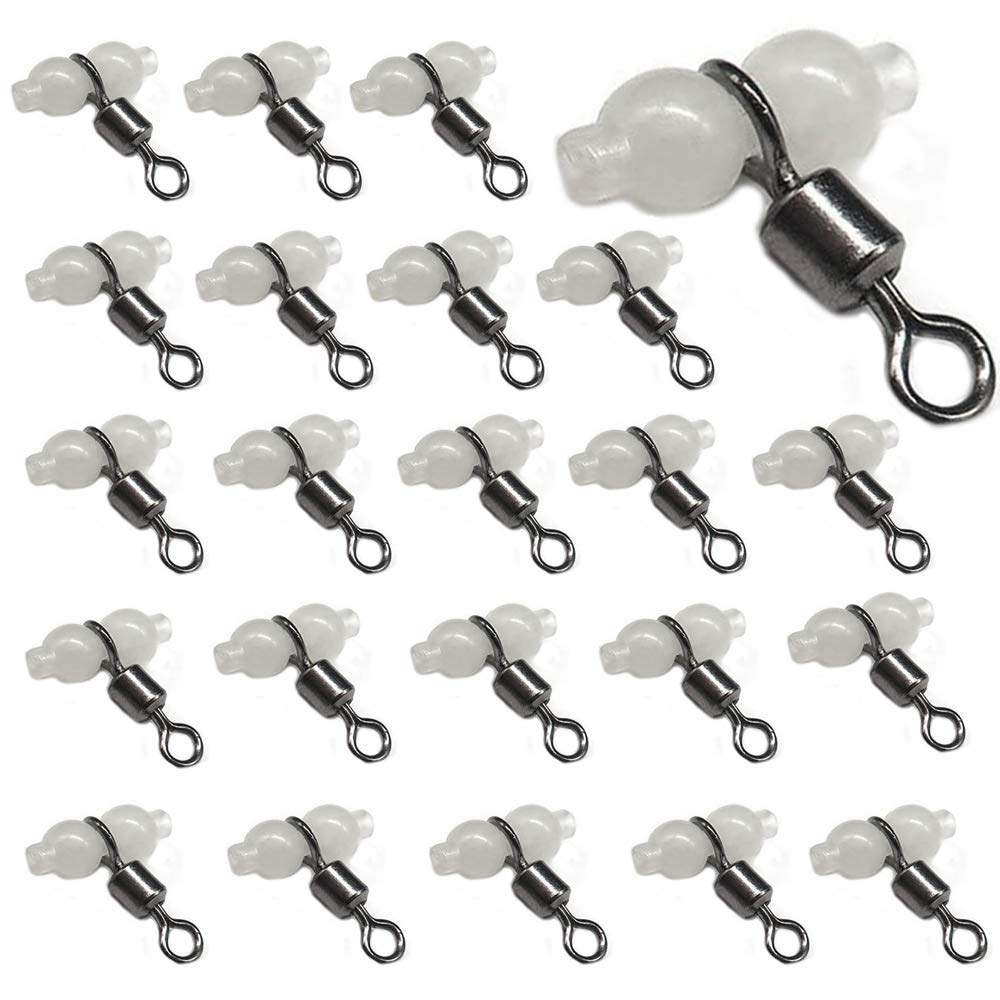 Nihoodering 60 Pcs Luminous 3 Way Crossline Fishing Swivels with Glow Beads Fishing Line Hook Connector for Fishing Sea Fishing Tackle