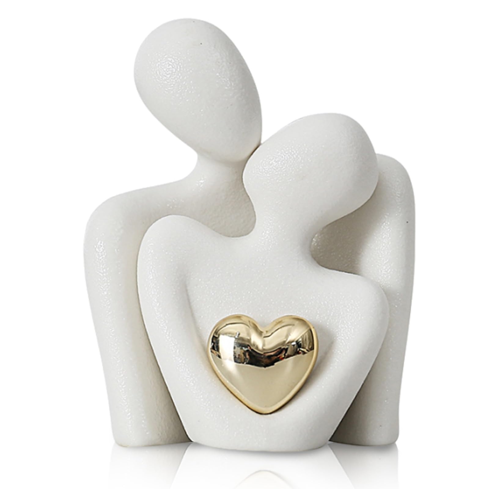 JJQHYC Romantic Couple Statue, Abstract Sculpture Small Shelf Ornaments for Living Room, White Ornaments Couple Figurine Sculptures Gifts for Wedding Anniversary