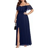 Pinup Fashion Women Plus Size Bridesmaid Dresses - Off The Shoulder Formal Wedding Guest Bridal Shower Long Dress