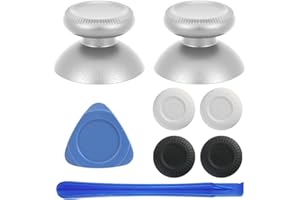 VRbrother 2Pcs Replacement Rocker Metal Analog Joystick Thumbstick Mushroom Caps Repair for Meta Oculus Quest 2 (Silver)